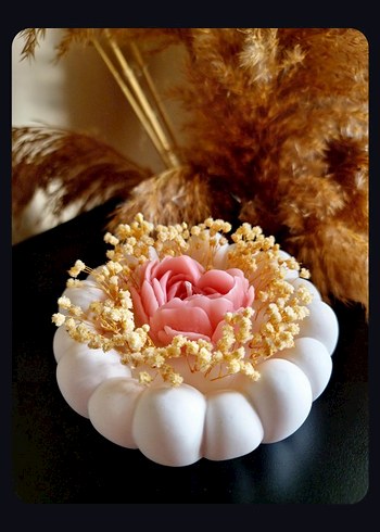 Pembe Gül Şeklinde Dekoratif Mum - Görsel 10