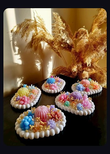 Pembe Gül Şeklinde Dekoratif Mum - Görsel 9