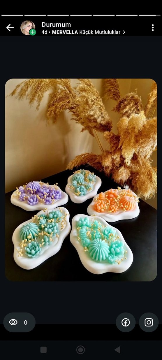 Pembe Gül Şeklinde Dekoratif Mum - Görsel 2