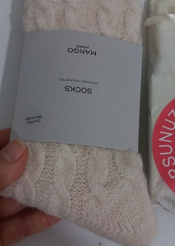 Kız Çocuk Beyaz Baskılı Sıcak Çorap - Görsel 3