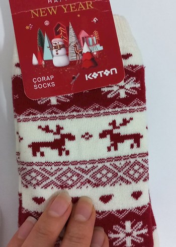 Kız Çocuk Beyaz Baskılı Sıcak Çorap - Görsel 5