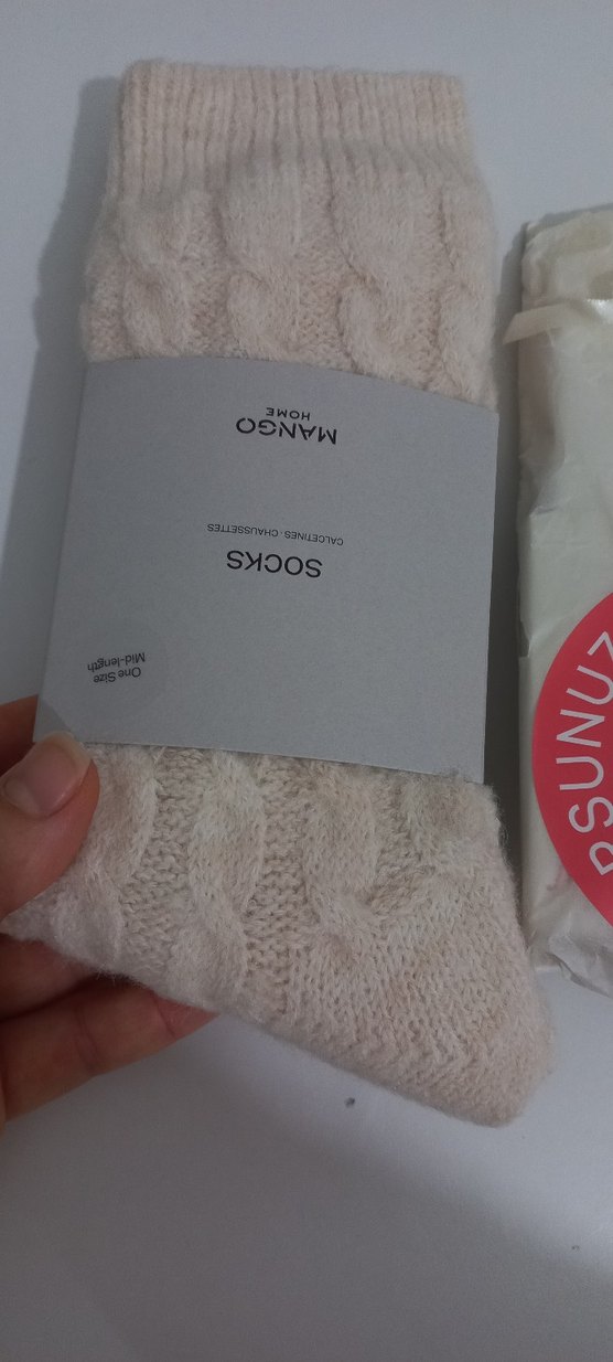 Kız Çocuk Beyaz Baskılı Sıcak Çorap - Görsel 3