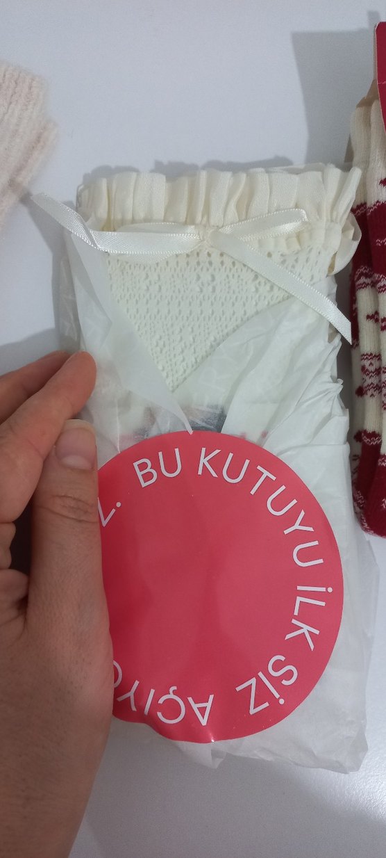 Kız Çocuk Beyaz Baskılı Sıcak Çorap - Görsel 4