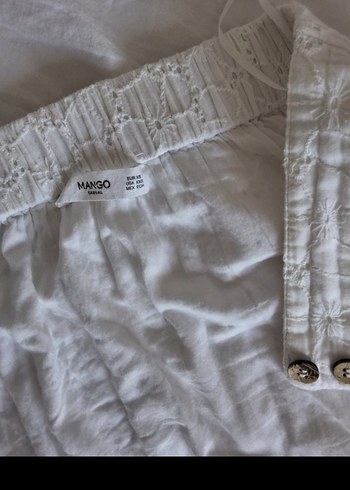 Düğmeli Beyaz Nakışlı  Etek - Görsel 6