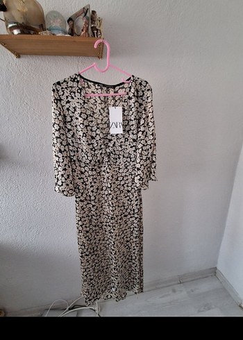 Bej V Yakalı Uzun Bohem Elbise - Görsel 4