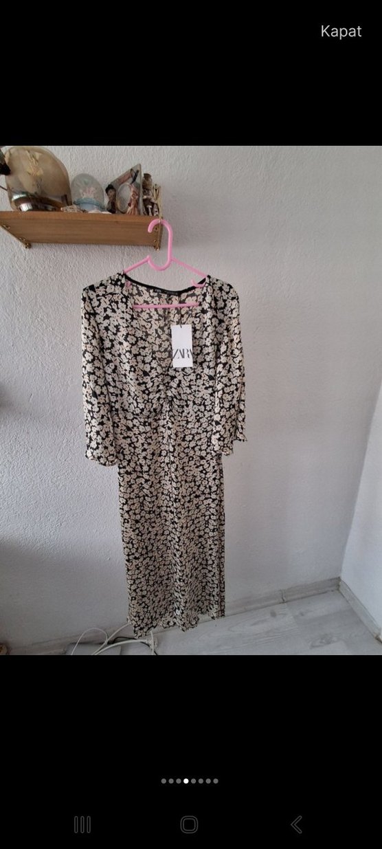 Bej V Yakalı Uzun Bohem Elbise - Görsel 4