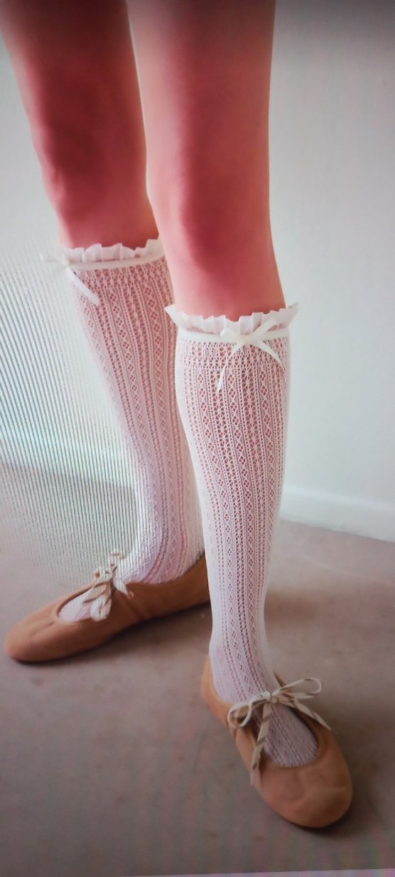Krem Renk Örgü Kız Çorabı - Görsel 2
