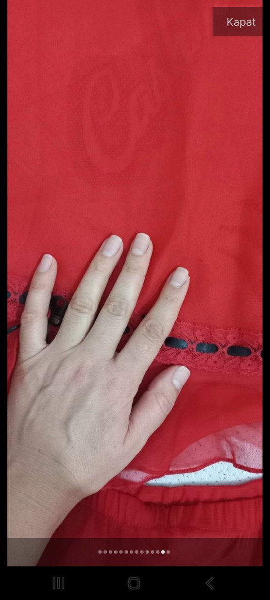 Kırmızı Mini İp Askılı Kadın Pijama Takımı - Görsel 2