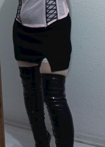 Siyah Rugan Tokalı Dizüstü İnce Topuklu Bot - Görsel 3