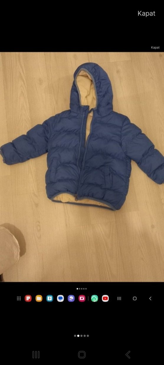 Kapüşonlu Mavi Erkek Çocuk Mont - Görsel 2