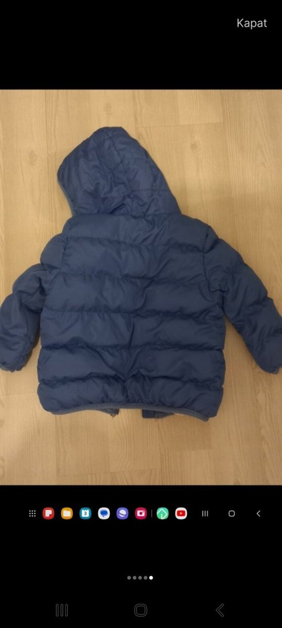 Kapüşonlu Mavi Erkek Çocuk Mont - Görsel 4