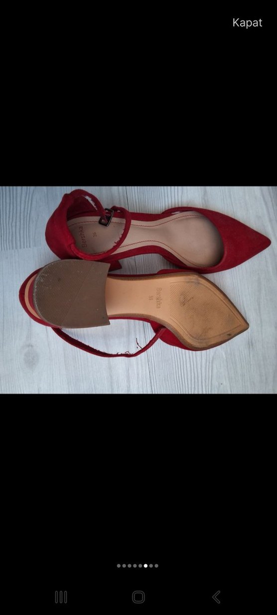 Kırmızı Süet Tokalı Topuklu Kadın Ayakkabı - Görsel 4
