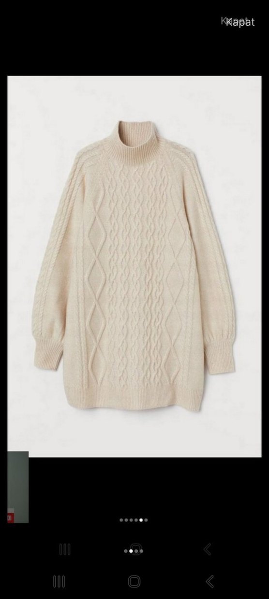 Beyaz Örgü Salaş Midi Kadın elbise - Görsel 2