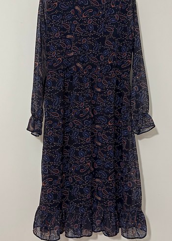 Uzun Kadın Bohem Lacivert Elbise - Görsel 4