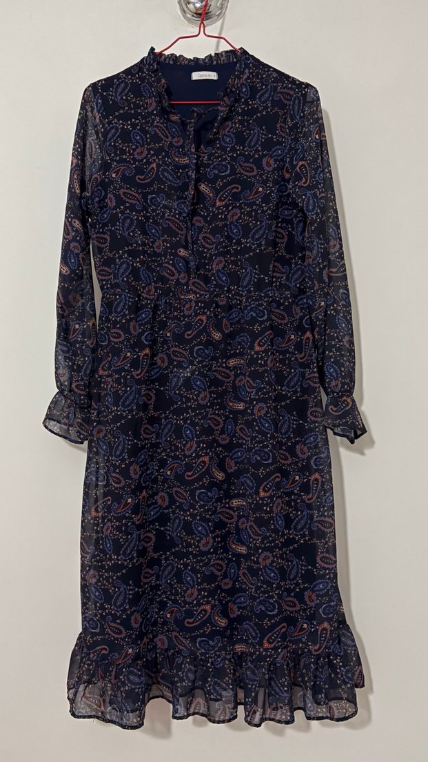 Uzun Kadın Bohem Lacivert Elbise - Görsel 2