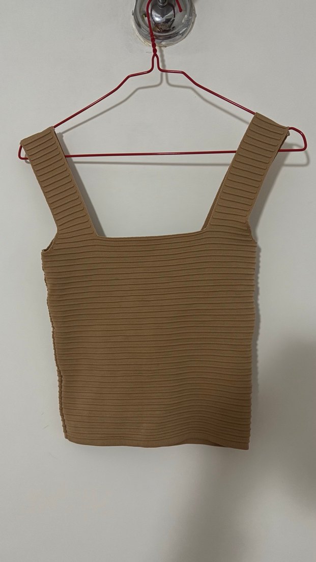 Bej Kadın Kolsuz Crop Top - Görsel 2