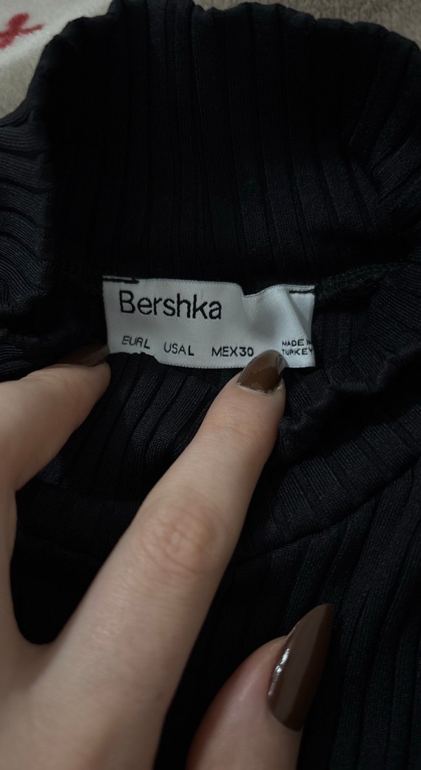 Bershka Siyah Kadın Boğazlı İnce Triko Kazak - Görsel 2