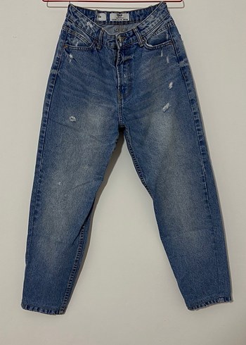 Bershka Kadın Mavi Mom Jean Pantolon - Görsel 2