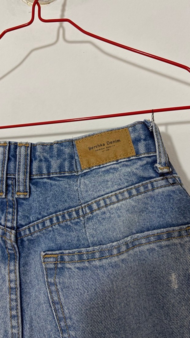 Bershka Kadın Mavi Mom Jean Pantolon - Görsel 5