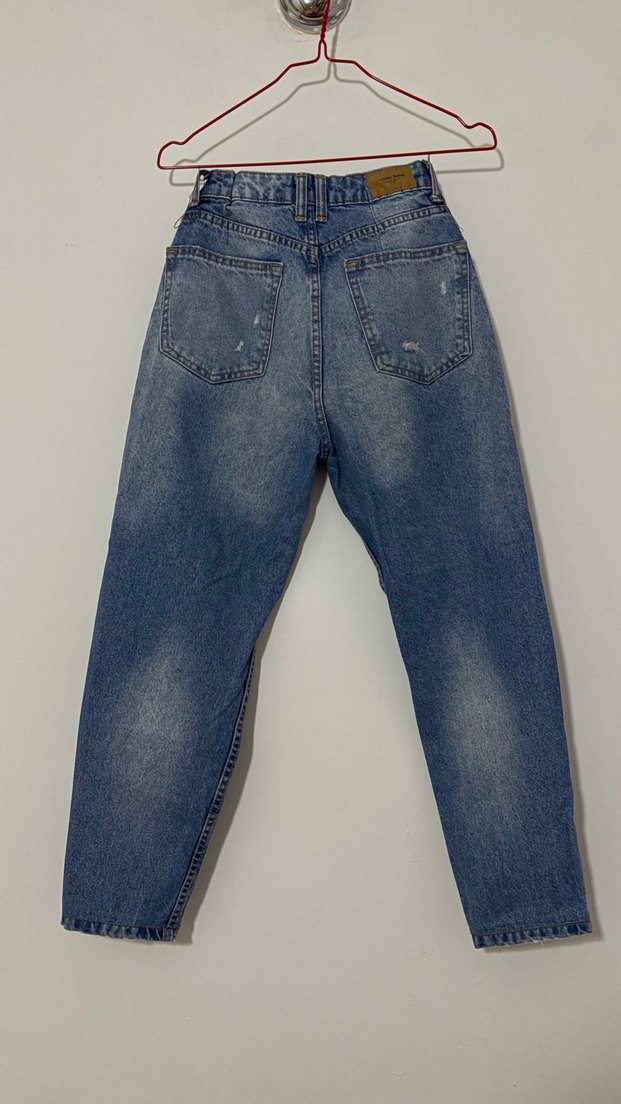 Bershka Kadın Mavi Mom Jean Pantolon - Görsel 4