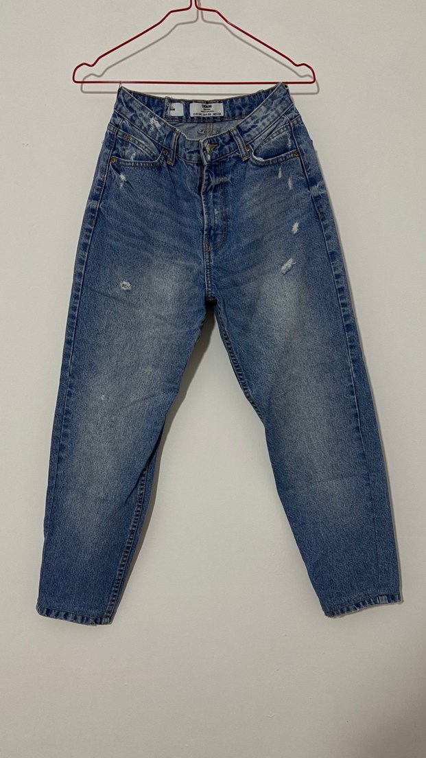 Bershka Kadın Mavi Mom Jean Pantolon - Görsel 2