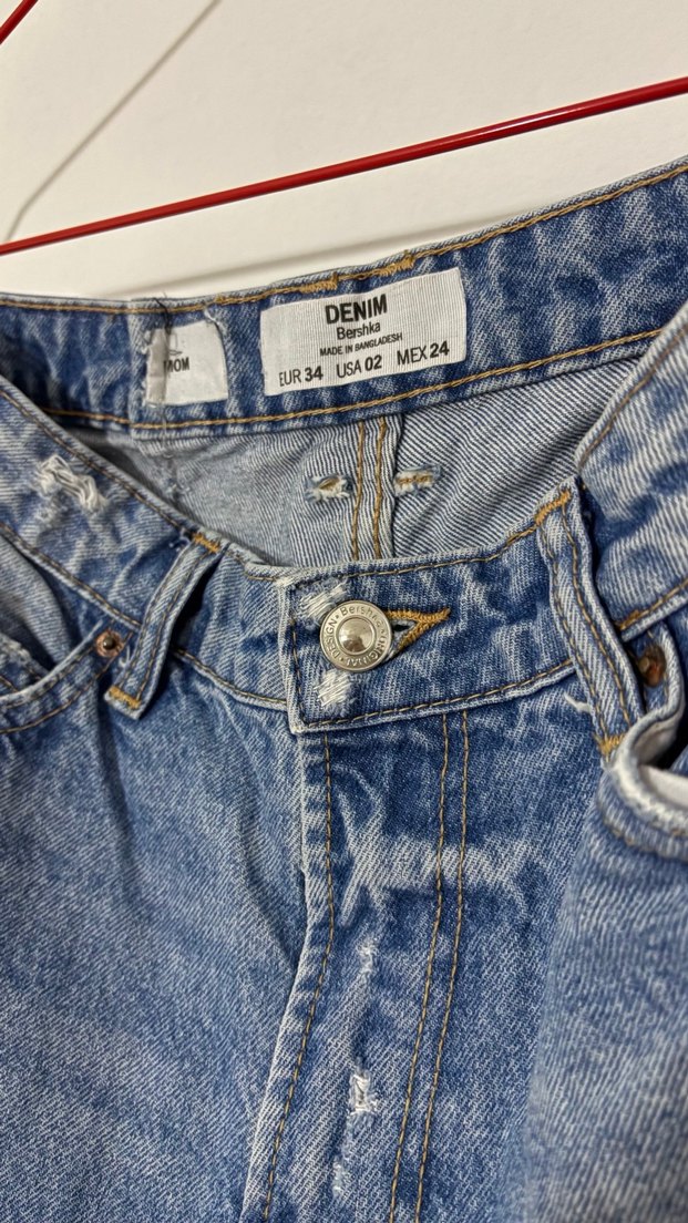 Bershka Kadın Mavi Mom Jean Pantolon - Görsel 3