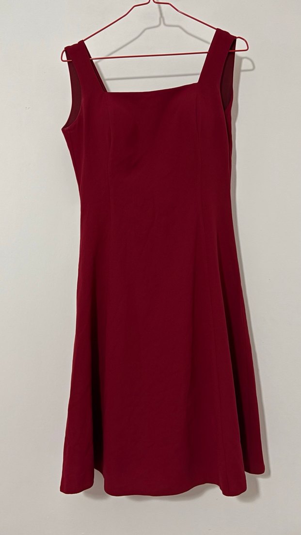 Bordo Midi elbise - Görsel 3