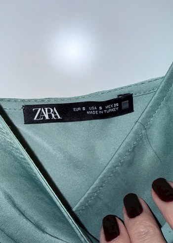 Askılı V Yaka Uzun Turkuaz Elbise - Görsel 3