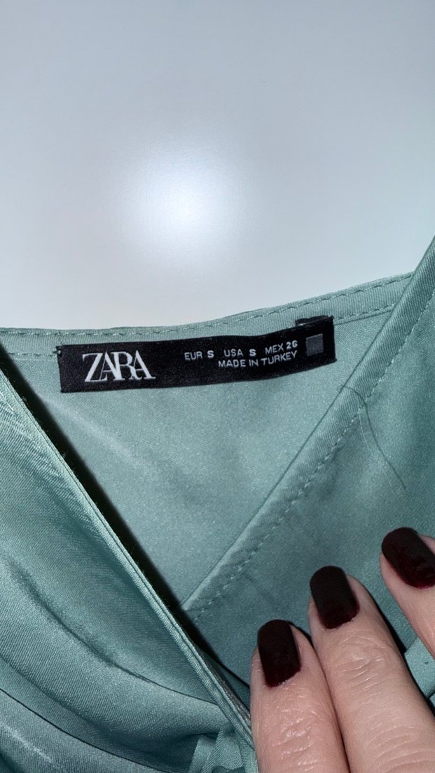 Askılı V Yaka Uzun Turkuaz Elbise - Görsel 3