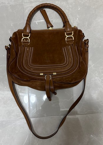 Kahverengi Süet Tokalı Kadın Çanta - Görsel 2