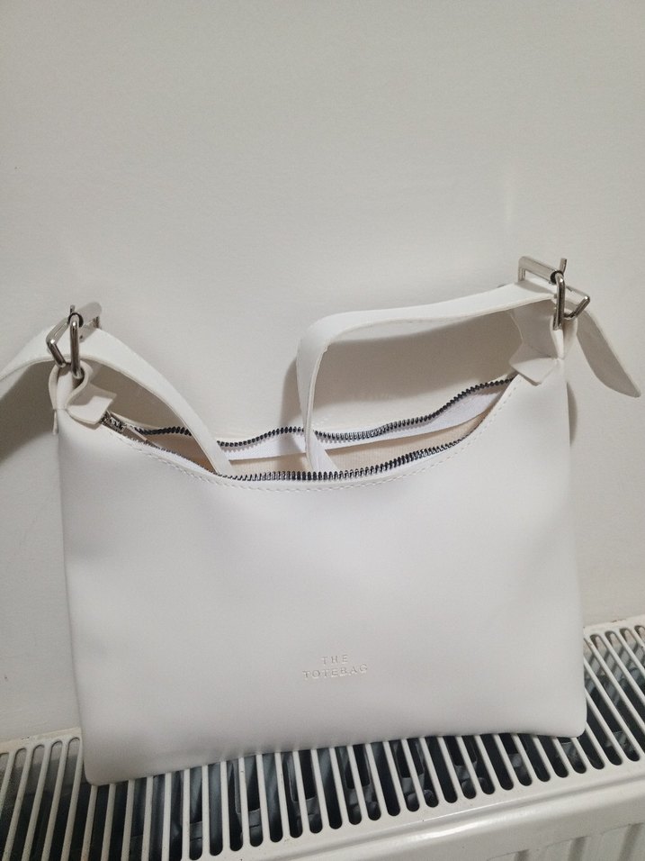 Beyaz  Deri Kadın kol Çantası - Görsel 3