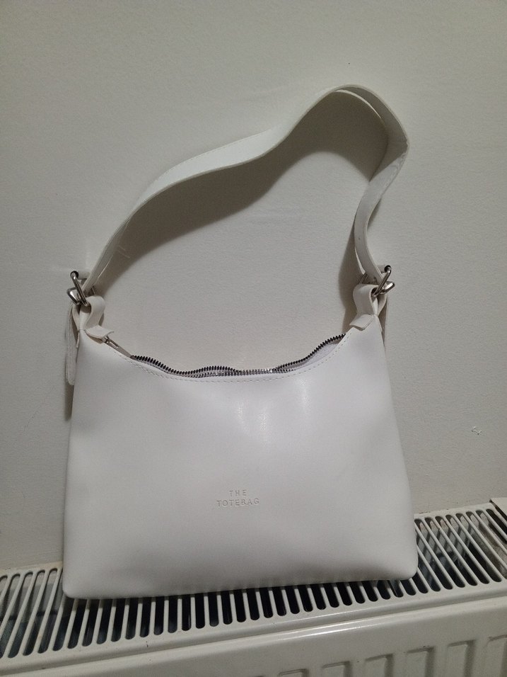 Beyaz  Deri Kadın kol Çantası - Görsel 2