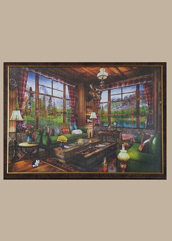 Renkli Dağ Evi Çerçeveli Puzzle Tablo - Görsel 2