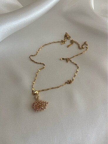 Beden pembe Renk Swarovski kuğu kolye çelik