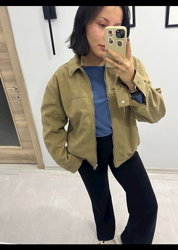 Bershka Bej Süet Kadın Deri Ceket