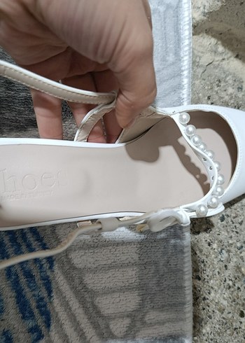 İnci Detaylı Beyaz Stiletto Topuklu Kadın Ayakkabı - Görsel 5