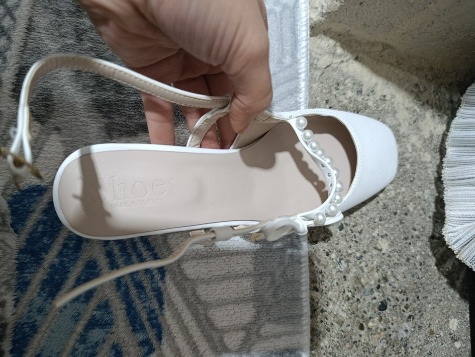 İnci Detaylı Beyaz Stiletto Topuklu Kadın Ayakkabı - Görsel 5