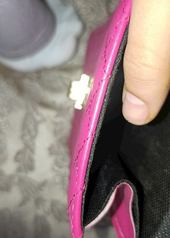 Pembe Deri Kadın Çanta Zincir Askılı - Görsel 2