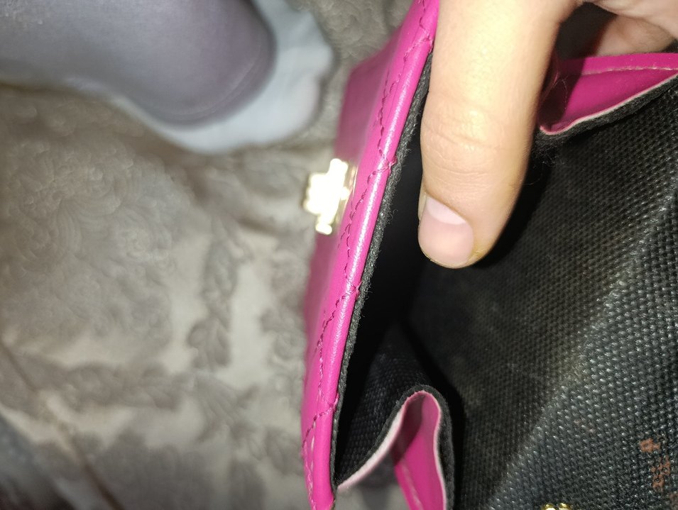 Pembe Deri Kadın Çanta Zincir Askılı - Görsel 2