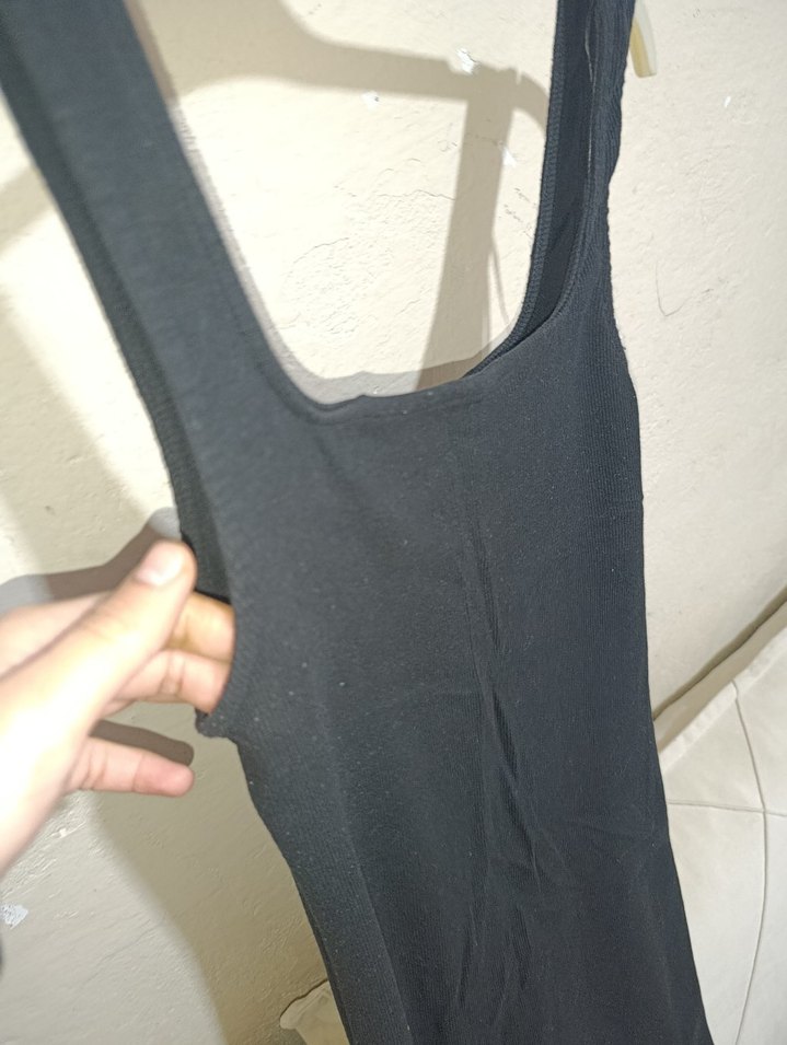 Siyah Uzun Askılı Kadın Elbise - Görsel 4