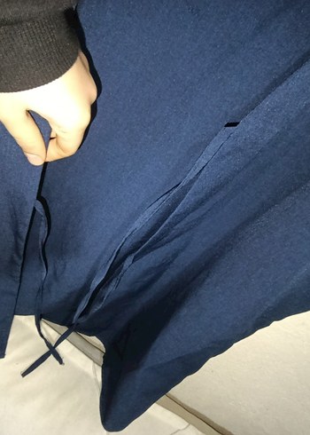 Lacivert Keten Hamile Midi Ceket - Görsel 3