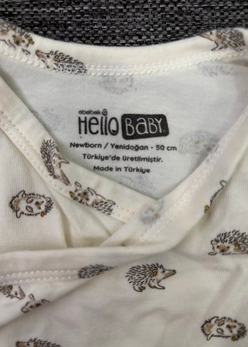 Gri Baskılı Pamuklu Uzun Kollu Bebek Body - Görsel 2