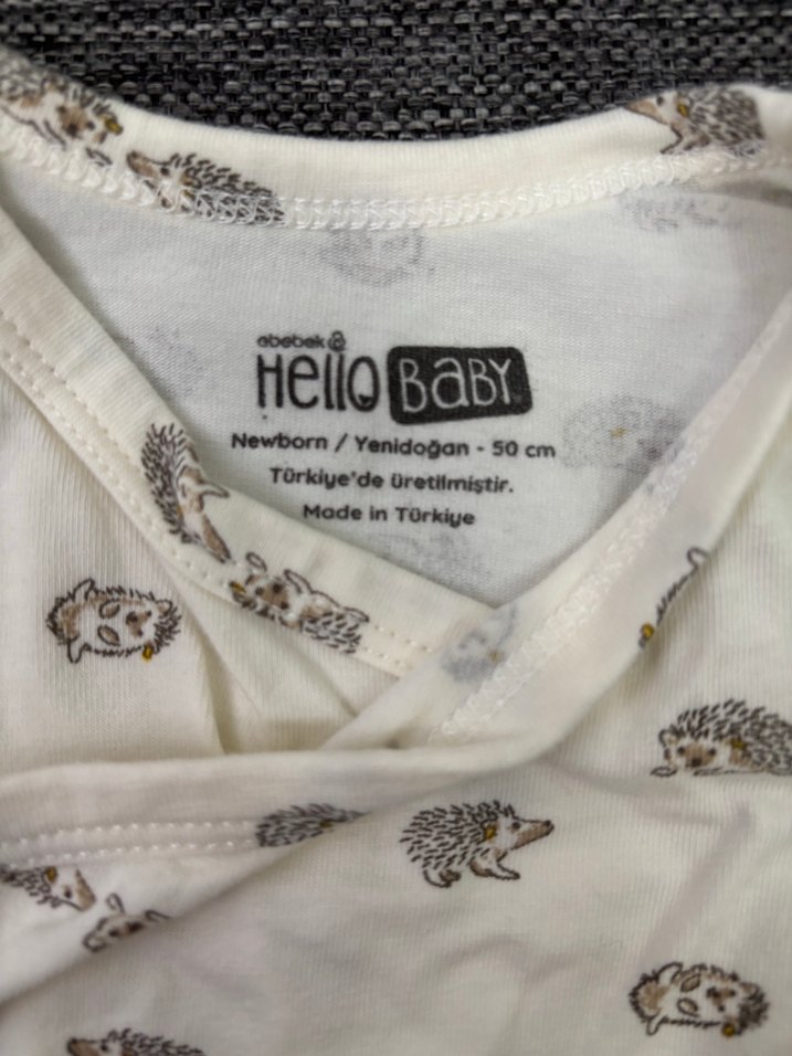 Gri Baskılı Pamuklu Uzun Kollu Bebek Body - Görsel 2