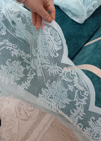 Nakışlı Mavi Bohem Tül Perde - Görsel 3