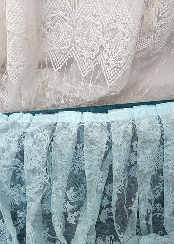 Nakışlı Mavi Bohem Tül Perde - Görsel 9