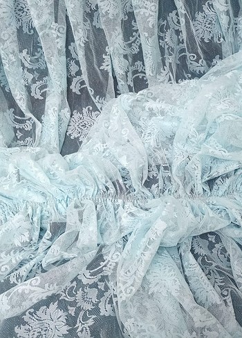 Nakışlı Mavi Bohem Tül Perde - Görsel 8