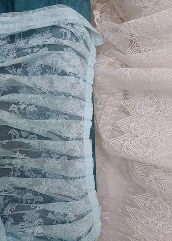 Nakışlı Mavi Bohem Tül Perde - Görsel 6