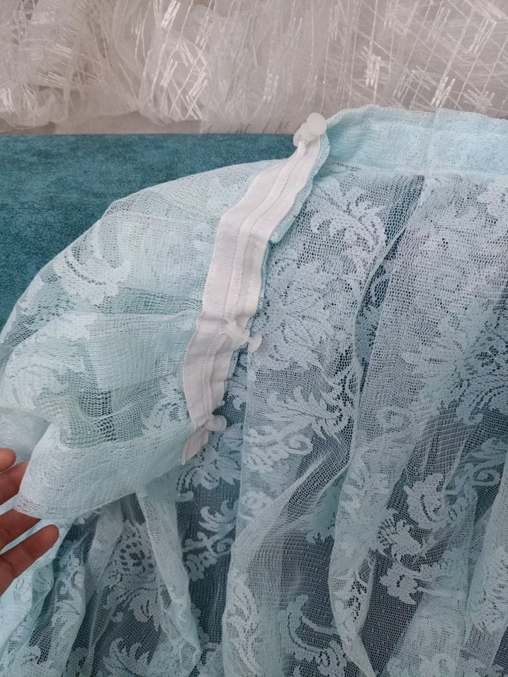 Nakışlı Mavi Bohem Tül Perde - Görsel 5