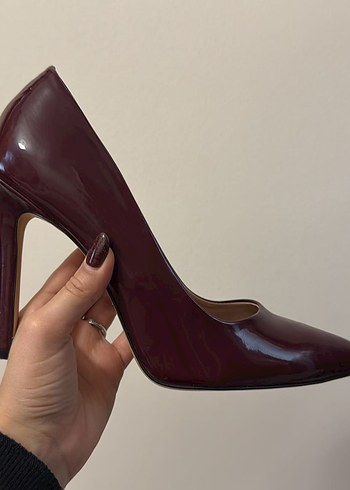 Bordo Rugan Stiletto Kadın Ayakkabı - Görsel 6