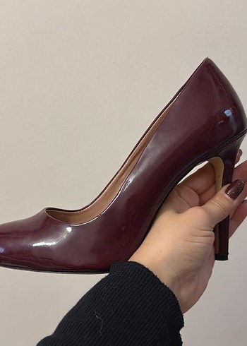 Bordo Rugan Stiletto Kadın Ayakkabı - Görsel 5